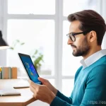 Home 15 뇌 건강을 위한 온라인 자원 - **"Focused Cognitive Training Session"**
A bright, inviting image of an adult, approximately 35-...