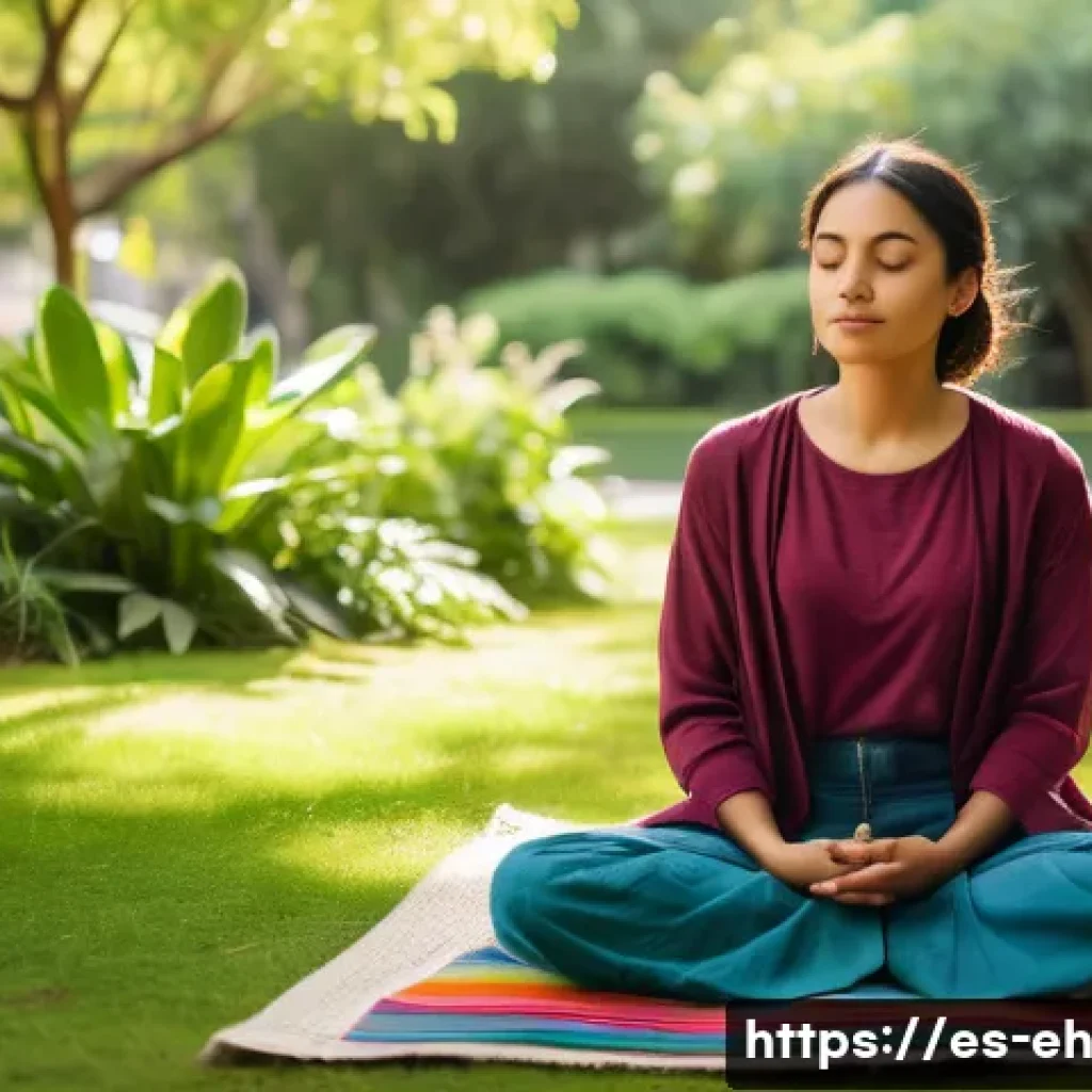 부정적인 사고와 뇌 건강의 상관관계 - A detailed, realistic illustration of a young Hispanic woman practicing mindfulness meditation in a ...