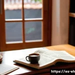 Home 16 일상 속 뇌 자극 활동 가이드 - A cozy Spanish living room scene in the morning with a middle-aged person sitting comfortably at a w...