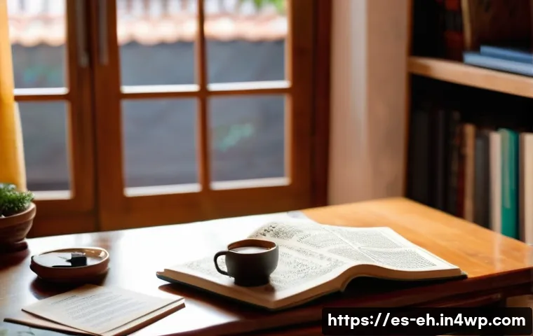 일상 속 뇌 자극 활동 가이드 - A cozy Spanish living room scene in the morning with a middle-aged person sitting comfortably at a w...