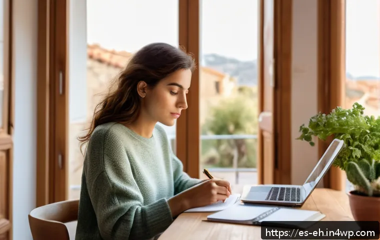 섭취 제한이 뇌 건강에 주는 영향 - A serene and focused young adult woman sitting at a modern wooden desk in a bright, minimalist home ...